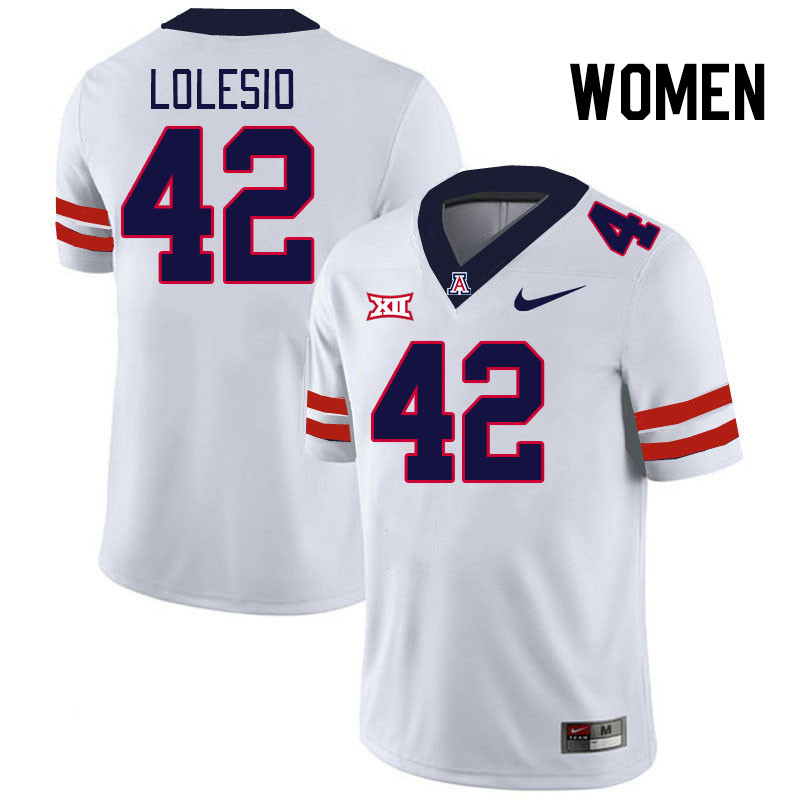 Women #42 Dominic Lolesio Arizona Wildcats Big 12 Conference College Football Jerseys Stitched-White